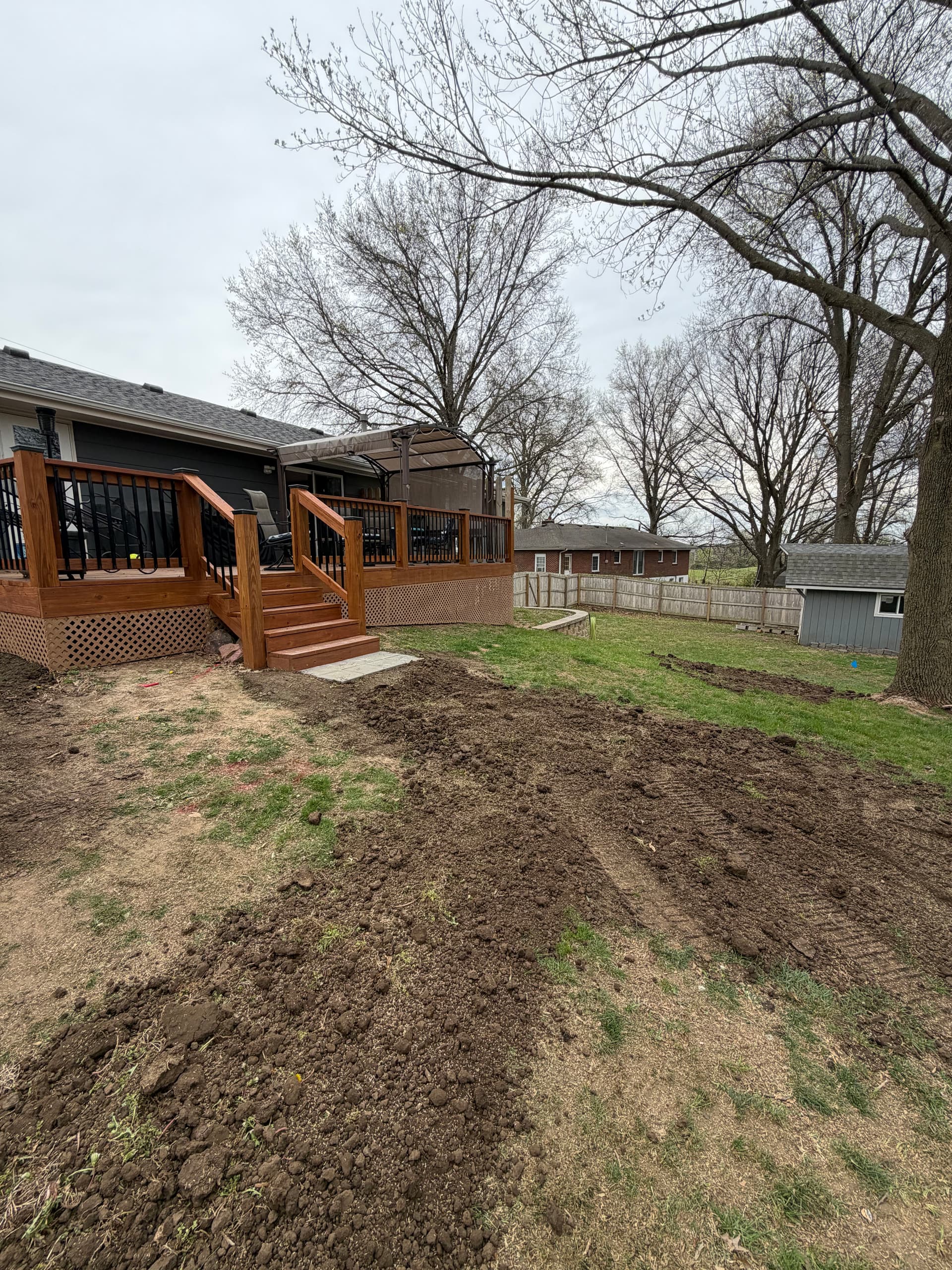 Gallery photos for Backyard Grading, Seeding, and Paver Step Install in Progress: Image #2