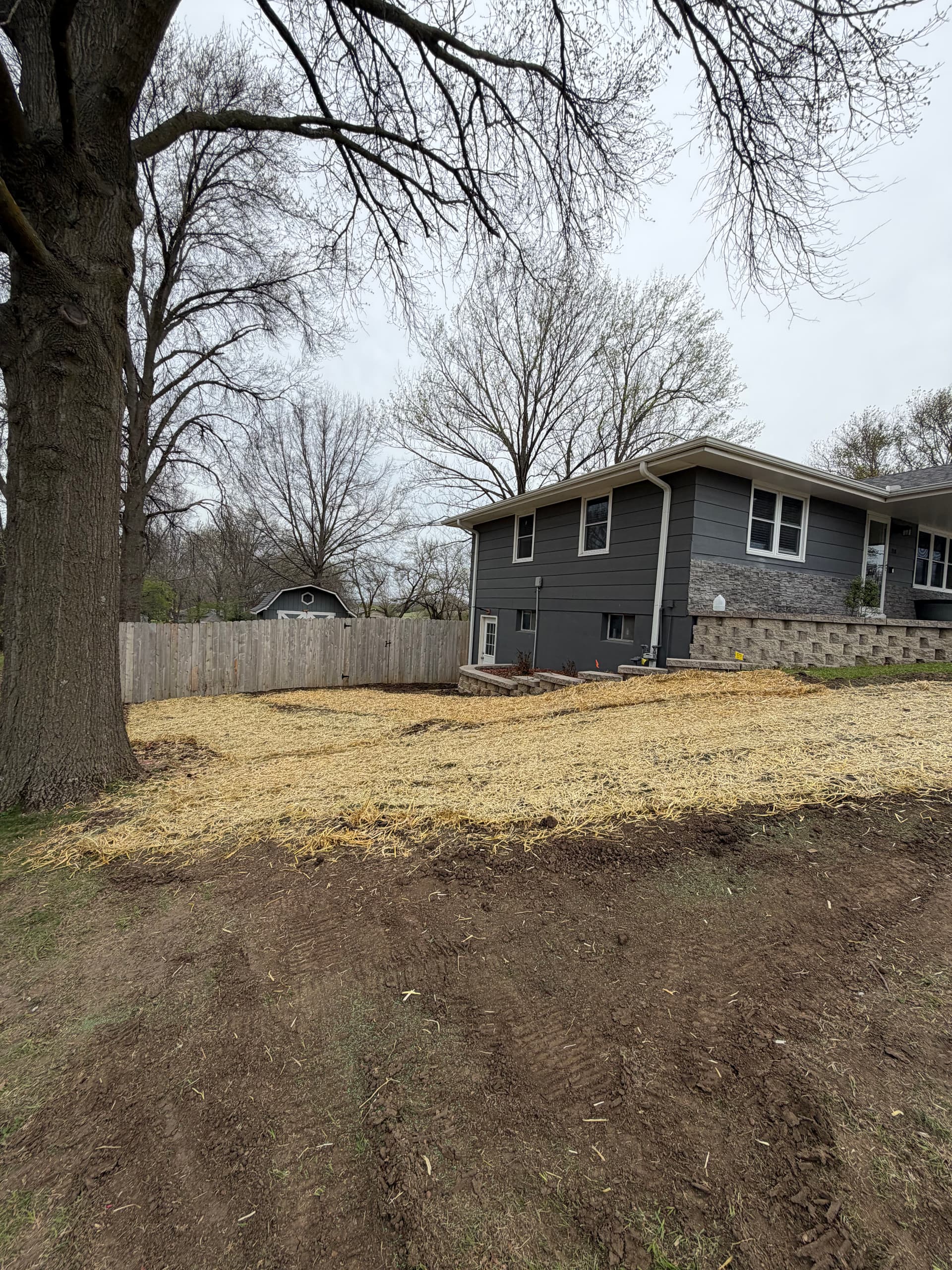 Backyard Grading, Seeding, and Paver Step Install in Progress image